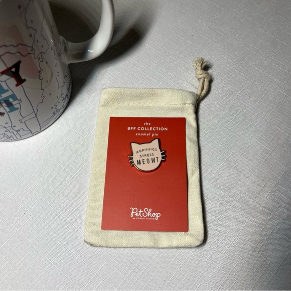 Cat-Themed Mug & Pin. New. Mug - I LOVE MY CAT. Pin - Mornings Stresses MEOWT. - Picture 2 of 10